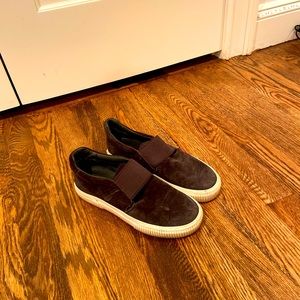 Vince dark brown suede slip on sneakers
